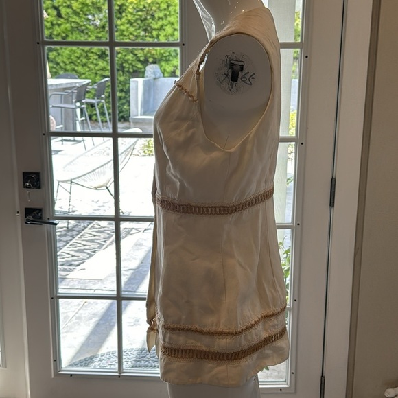 Vintage Nina K David Cline Ivory & Tan Crochet Inset Vest or Top Size 10 - Picture 4 of 10